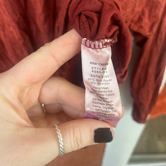 Women’s Project Social T V-Neck Long Sleeve Acid Wash Orange Size Extra Small - Picture 2 of 3